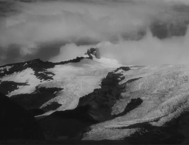 Glacier peak in clouds